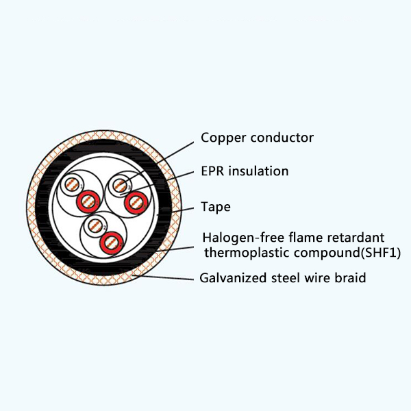 CHEPF90/SC EPR Insulation Low Smoke Halogen Free Flame Retardant Marine Communication Cable