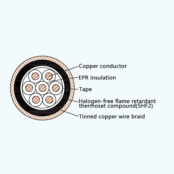 CKEPJ80/SC EPR Insulation Low Smoke Halogen Free Flame Retardant Marine Control Cable